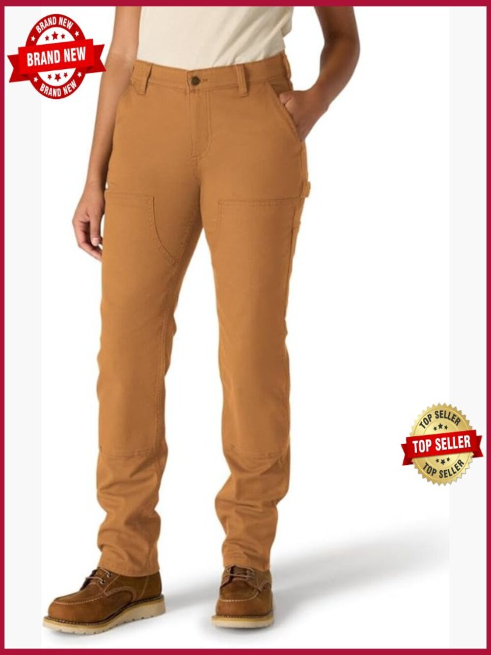 Relaxed Fit Straight Leg Double-Front Work Pant, Mid-Rise, Stretch Canvas, 5